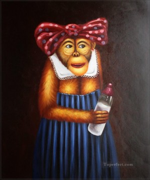 Monkey Painting - monkey with a bottle of water